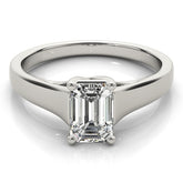 1 ctw Emerald Lab Grown Diamond Wide Band Solitaire Engagement Ring